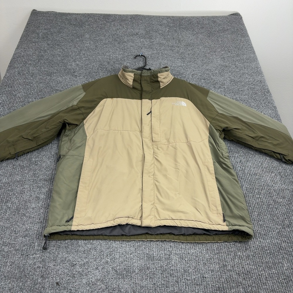 The North Face Jacket Mens XL Green Tan Nylon Colorblock Gorpcore Winter Coat